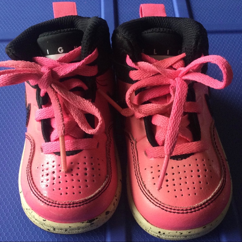 Nike Pink & Black, High Top Tennis Shoes, Size 5C